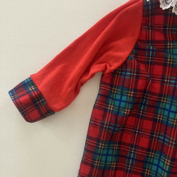 Vintage USA Baby Girl 3-6 Months Holiday Christmas Red Plaid Romper Lace - Picture 11 of 12